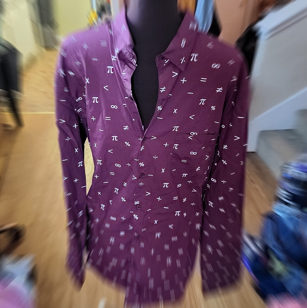 COPY - NWOT Thinkgeek Math Symbols Pi Button Up